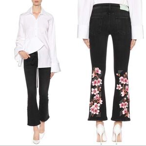 OFF-WHITE Diag Cherry flared jeans Vietag black Multi- Made in Italy 25”